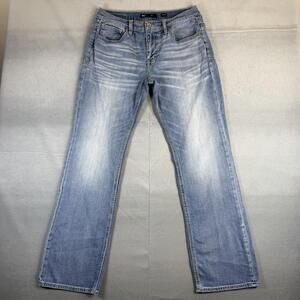 BKE Jake Jeans Mens 34x34 Blue Light Wash Bootcut Stretch Western Denim